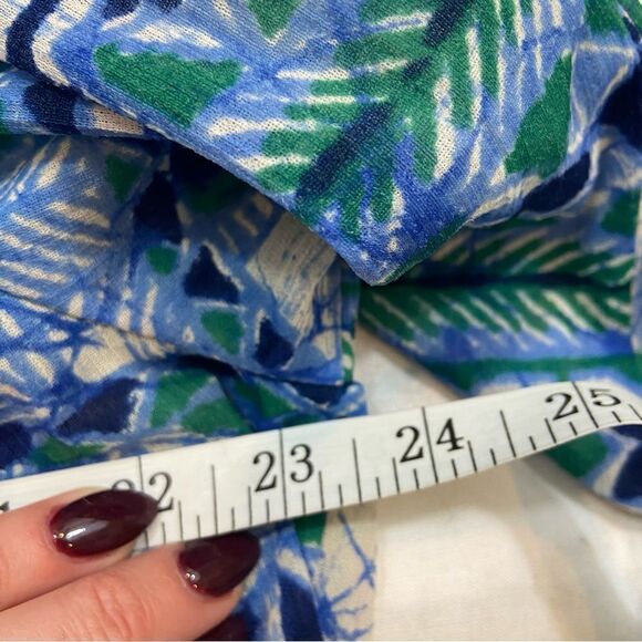 RARE‎ Vintage Edith Flagg Blue and Green Print Long Sleeved Mumu Shirt Dress OS - Picture 13 of 16